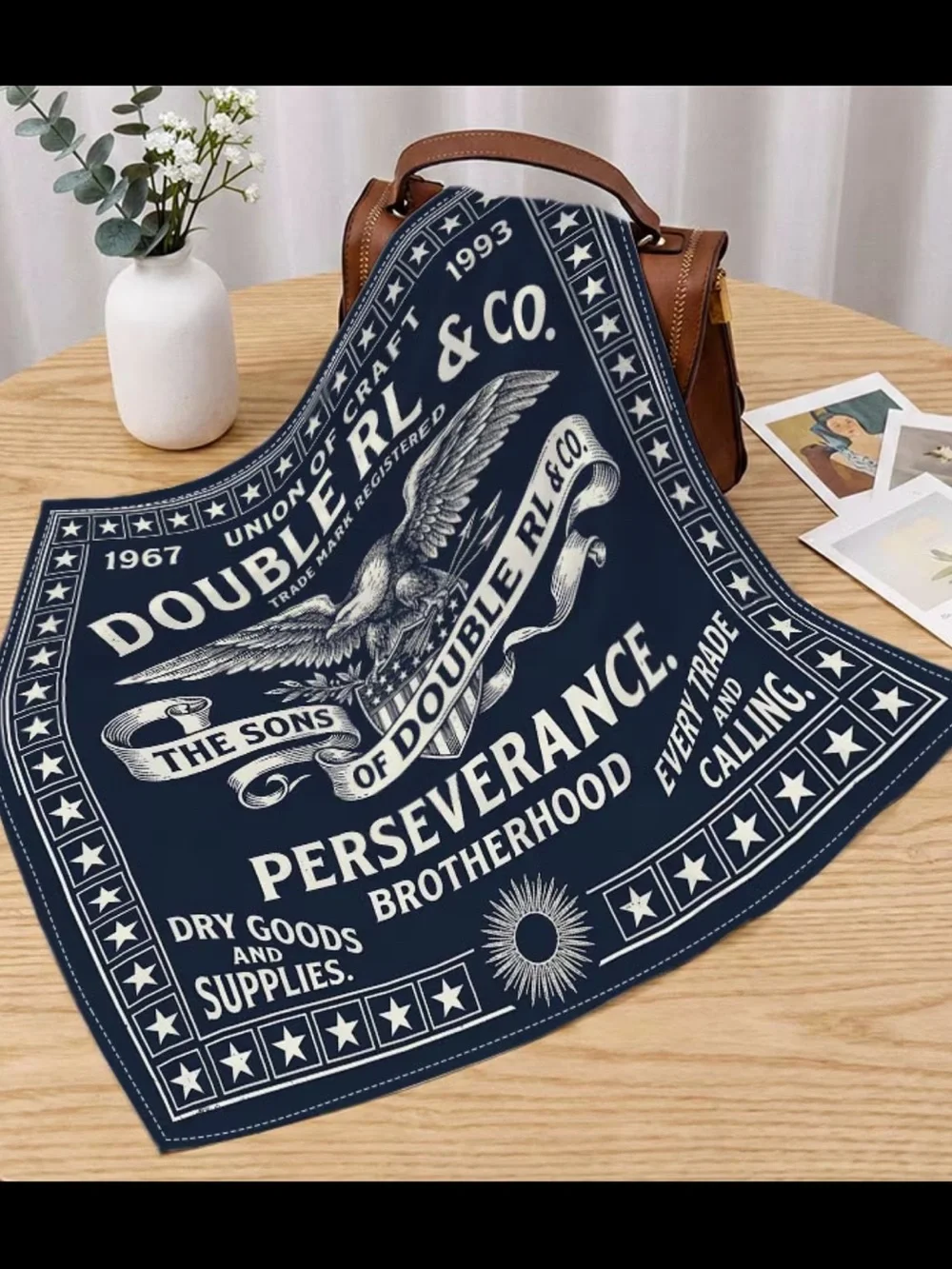 🚂 Double RL & Co Navy Bandana - Polyester 35” x 35”